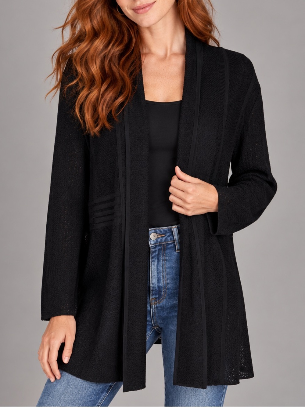 Misook Plus Size 2X Black Career Tank Top & Cardigan Jacket Minimalist Set of 2
